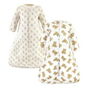 Hudson Baby Cotton Long-Sleeve Wearable Sleeping Bag, Sack, Blanket, Teddy Bear Long Sleeve, 0-3 Months